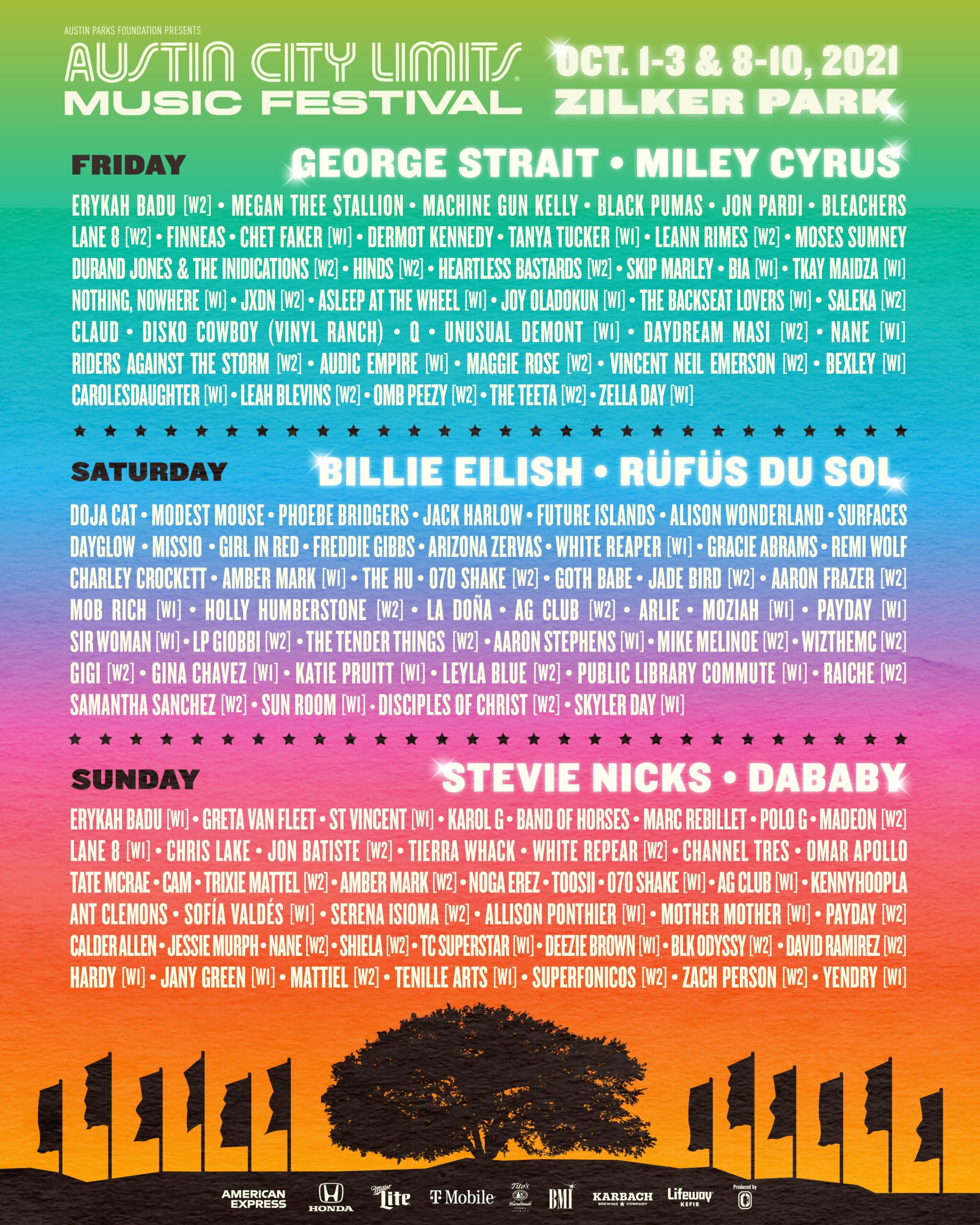 Acl Lineup 2025 By Day Lacey Minnnie