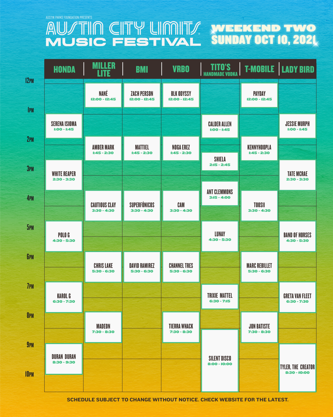 ACL Festival Lineup MX